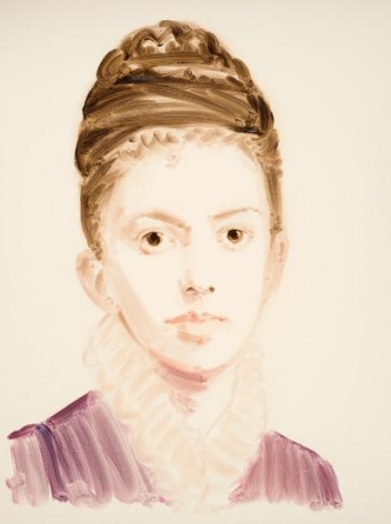  Elizabeth Butler.&nbsp; From the series &quot;The History of Art&quot;.&nbsp; Oil on paper.&nbsp; 16 x 12 inches.