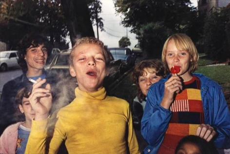  Boy in Yellow Shirt Smoking, Scranton, PA, 1977&nbsp;, 	14 x 17 inch dye transfer print