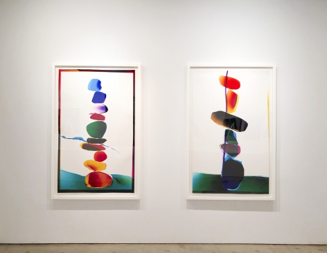 From left to right: River Guide - Current, 2018, 71.5 x 46.5 inches each