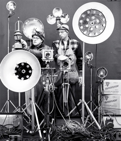  O. Winston Link&nbsp;, 	Link and George Thom with Link&#039;s Flash Equipment, 1956.&nbsp;